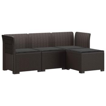 4-Sitzer Garten Sofa mit Kissen Rattan Look PP Braun