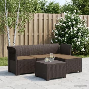 ARDEBO.de - 4-Sitzer Garten Sofa mit Kissen Rattan Look PP Braun