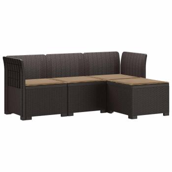 4-Sitzer Garten Sofa mit Kissen Rattan Look PP Braun