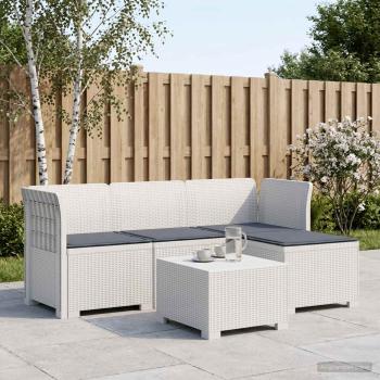 ARDEBO.de - 4-Sitzer Garten Sofa mit Kissen Rattan Look PP Weiß