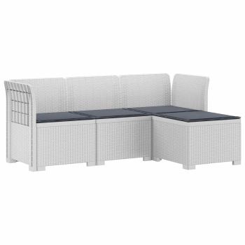 4-Sitzer Garten Sofa mit Kissen Rattan Look PP Weiß