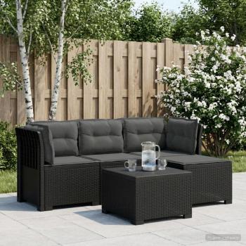 ARDEBO.de - 4-Sitzer Garten Sofa mit Kissen Rattan Look PP Anthrazit