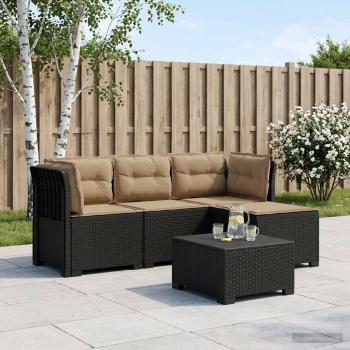 ARDEBO.de - 4-Sitzer Garten Sofa mit Kissen Rattan Look PP Anthrazit