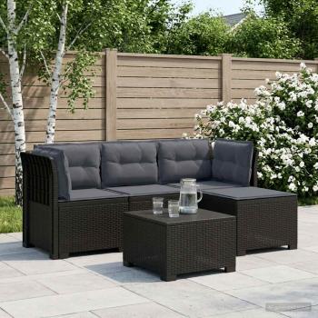 ARDEBO.de - 4-Sitzer Garten Sofa mit Kissen Rattan Look PP Anthrazit
