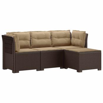 4-Sitzer Garten Sofa mit Kissen Rattan Look PP Braun