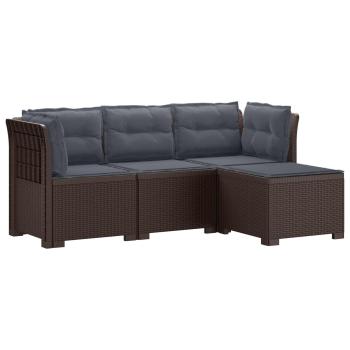 ARDEBO.de - 4-Sitzer Garten Sofa mit Kissen Rattan Look PP Braun