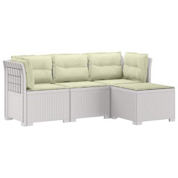 ARDEBO.de - 4-Sitzer Garten Sofa mit Kissen Rattan Look PP Weiß