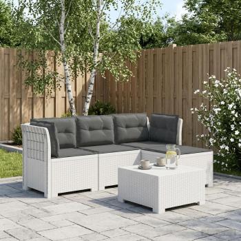 ARDEBO.de - 4-Sitzer Garten Sofa mit Kissen Rattan Look PP Weiß