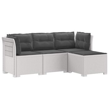 4-Sitzer Garten Sofa mit Kissen Rattan Look PP Weiß
