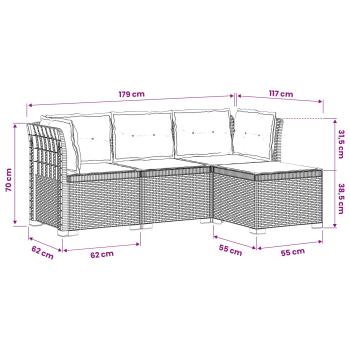 4-Sitzer Garten Sofa mit Kissen Rattan Look PP Weiß