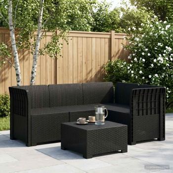 ARDEBO.de - 4-Sitzer Gartensofa Rattan-Look PP Anthrazit