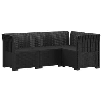 4-Sitzer Gartensofa Rattan-Look PP Anthrazit