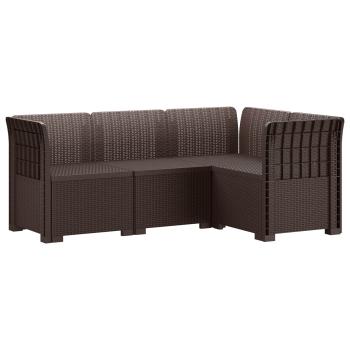 4-Sitzer Gartensofa Rattan-Look PP Braun