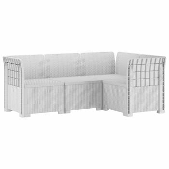 4-Sitzer Gartensofa Rattan-Look PP Weiß