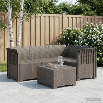 ARDEBO.de - 4-Sitzer Gartensofa Rattan-Look PP Hellgrau