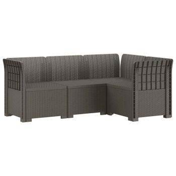 4-Sitzer Gartensofa Rattan-Look PP Hellgrau