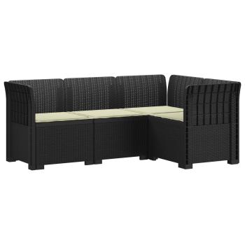 4-Sitzer Gartensofa mit Kissen Rattan-Look PP Anthrazit