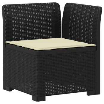 4-Sitzer Gartensofa mit Kissen Rattan-Look PP Anthrazit