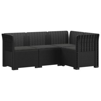 4-Sitzer Gartensofa mit Kissen Rattan-Look PP Anthrazit