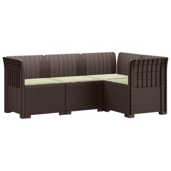 ARDEBO.de - 4-Sitzer Gartensofa mit Kissen Rattan-Look PP Braun