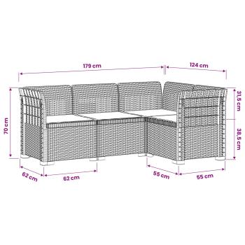 4-Sitzer Gartensofa mit Kissen Rattan-Look PP Braun