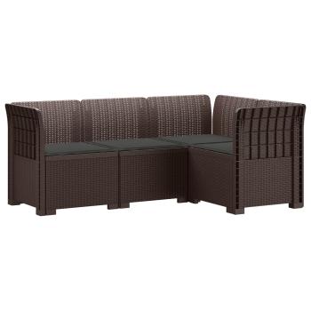 4-Sitzer Gartensofa mit Kissen Rattan-Look PP Braun