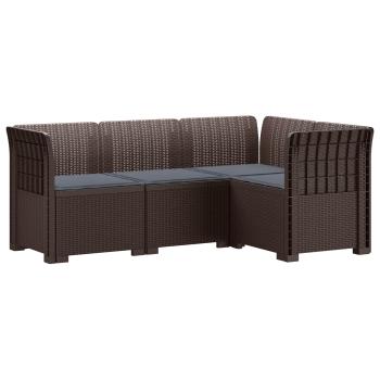 4-Sitzer Gartensofa mit Kissen Rattan-Look PP Braun