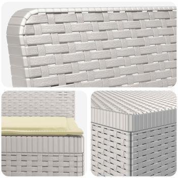 4-Sitzer Gartensofa mit Kissen Rattan-Look PP Weiß