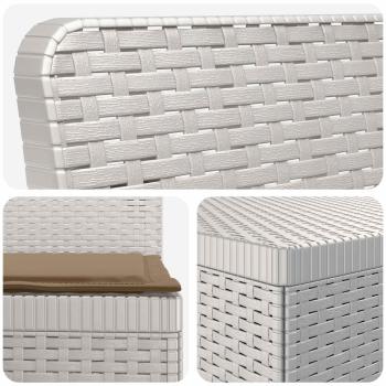 4-Sitzer Gartensofa mit Kissen Rattan-Look PP Weiß
