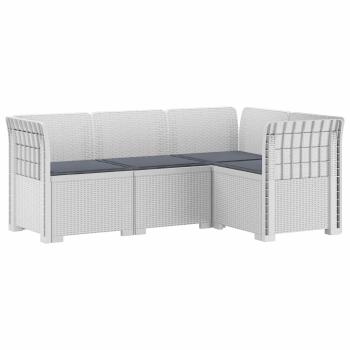 4-Sitzer Gartensofa mit Kissen Rattan-Look PP Weiß