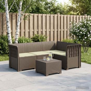 ARDEBO.de - 4-Sitzer Gartensofa mit Kissen Rattan-Look PP Hellgrau