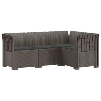 4-Sitzer Gartensofa mit Kissen Rattan-Look PP Hellgrau