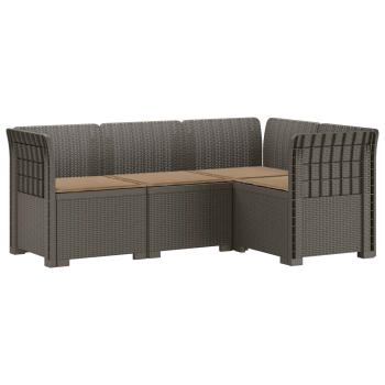 4-Sitzer Gartensofa mit Kissen Rattan-Look PP Hellgrau