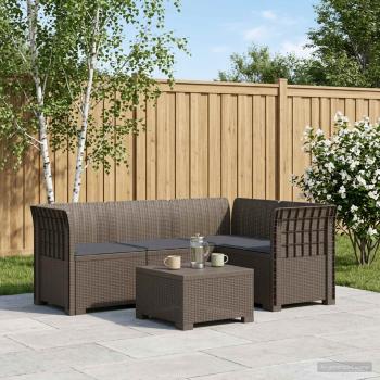 ARDEBO.de - 4-Sitzer Gartensofa mit Kissen Rattan-Look PP Hellgrau