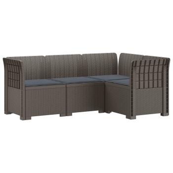 4-Sitzer Gartensofa mit Kissen Rattan-Look PP Hellgrau