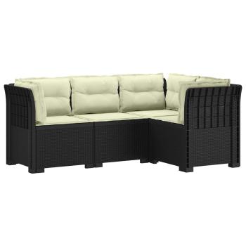 4-Sitzer Gartensofa mit Kissen Rattan-Look PP Anthrazit