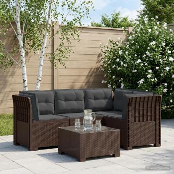 ARDEBO.de - 4-Sitzer Gartensofa mit Kissen Rattan-Look PP Braun