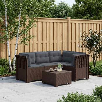 ARDEBO.de - 4-Sitzer Gartensofa mit Kissen Rattan-Look PP Braun