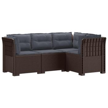 4-Sitzer Gartensofa mit Kissen Rattan-Look PP Braun