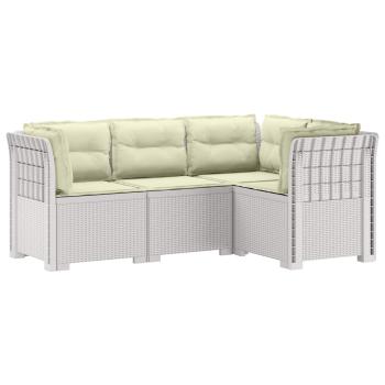 4-Sitzer Gartensofa mit Kissen Rattan-Look PP Weiß