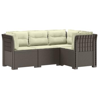 4-Sitzer Gartensofa mit Kissen Rattan-Look PP Hellgrau