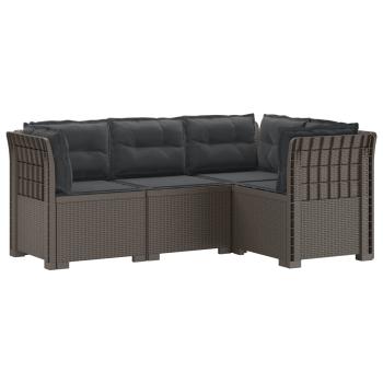 4-Sitzer Gartensofa mit Kissen Rattan-Look PP Hellgrau