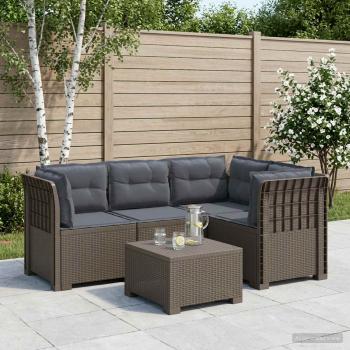 ARDEBO.de - 4-Sitzer Gartensofa mit Kissen Rattan-Look PP Hellgrau