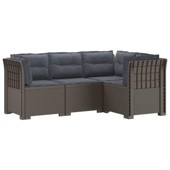 4-Sitzer Gartensofa mit Kissen Rattan-Look PP Hellgrau