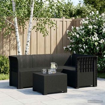 ARDEBO.de - 4-Sitzer Garten Sofa Rattan Look PP Anthrazit