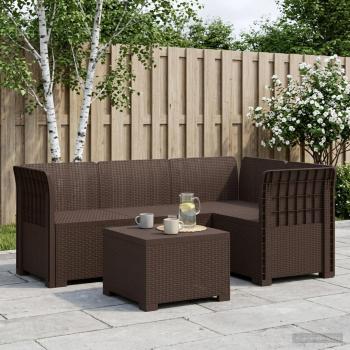 ARDEBO.de - 4-Sitzer Garten Sofa Rattan Look PP Braun