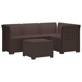 4-Sitzer Garten Sofa Rattan Look PP Braun