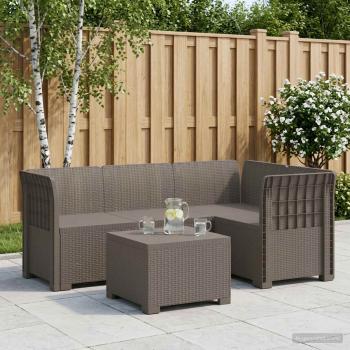 ARDEBO.de - 4-Sitzer Garten Sofa Rattan Look PP Hellgrau