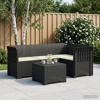ARDEBO.de - 4-Sitzer Garten Sofa mit Kissen Rattan Look PP Anthrazit