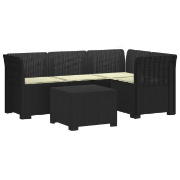 4-Sitzer Garten Sofa mit Kissen Rattan Look PP Anthrazit